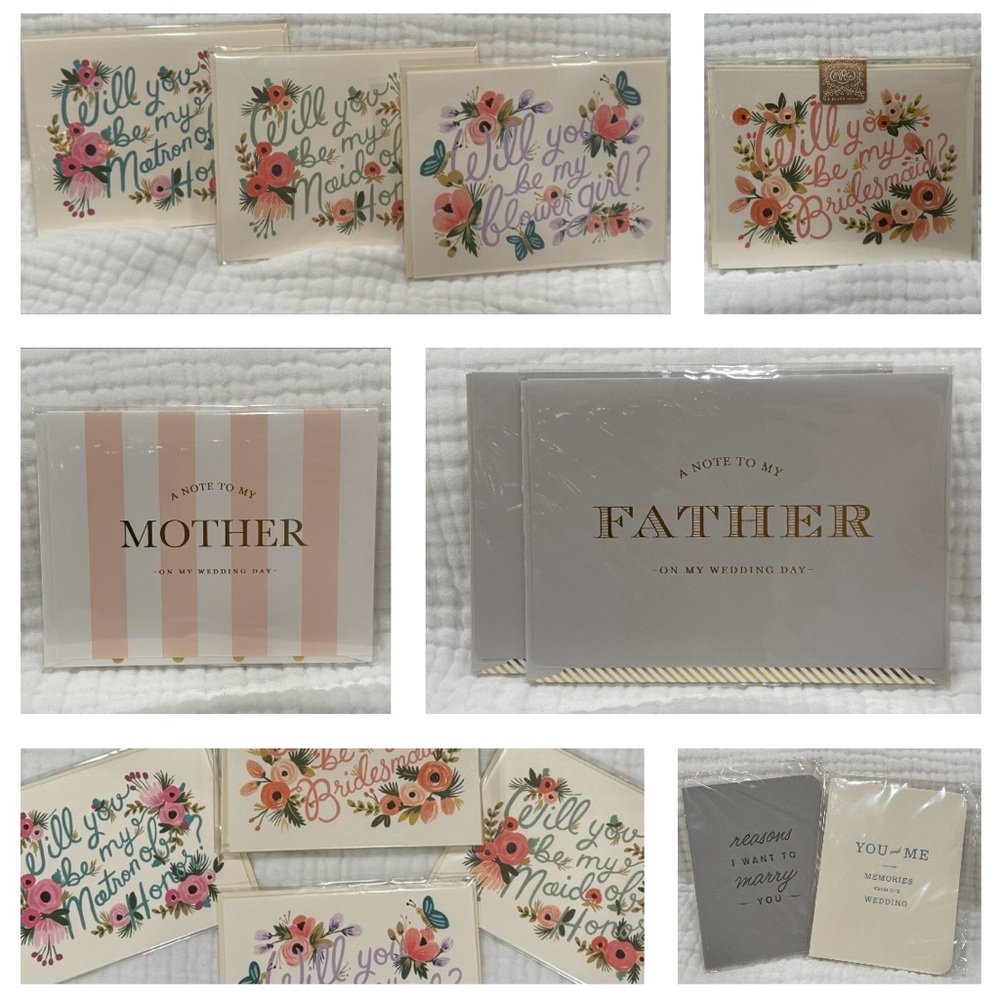 16 PIECES!! — Wedding Day Cards Set & Booklet Set with Floral and Gold Accents